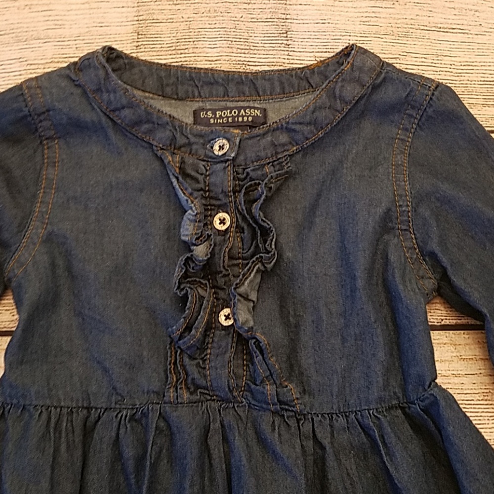 3/$30 2T Adorable Toddler Denim Ruffle dress - Picture 2 of 3